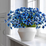 Artificial Outdoor Flowers 12 Bunches Of Uv Resistant Artificial Flowers, Used For Decoration (Blue2)
