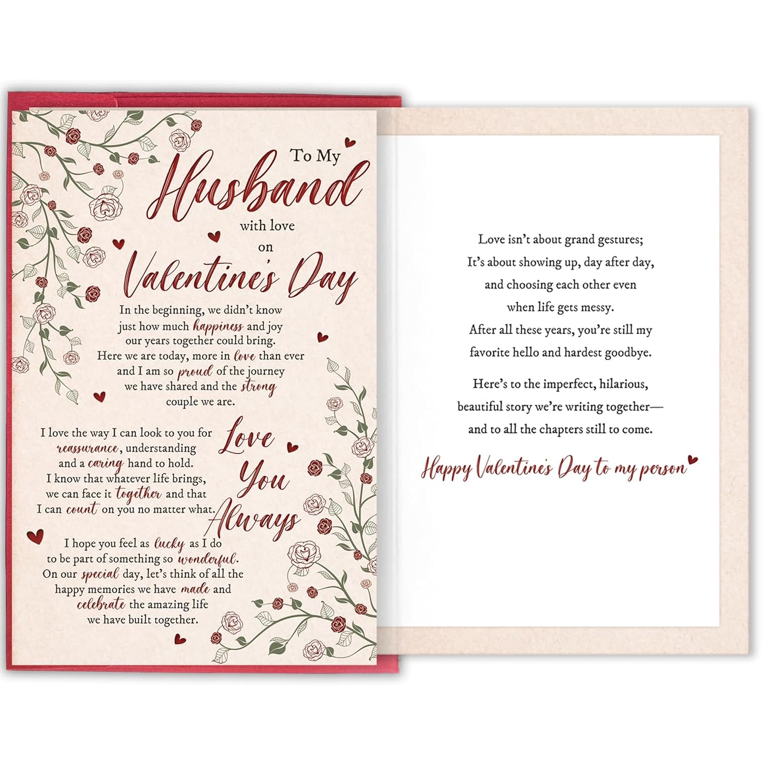 Sweet Valentine'S Day Card For Him, Romantic Wife To Husband Greeting Card With Heartfelt Message, To My Husband With Love On Valentine'S Day