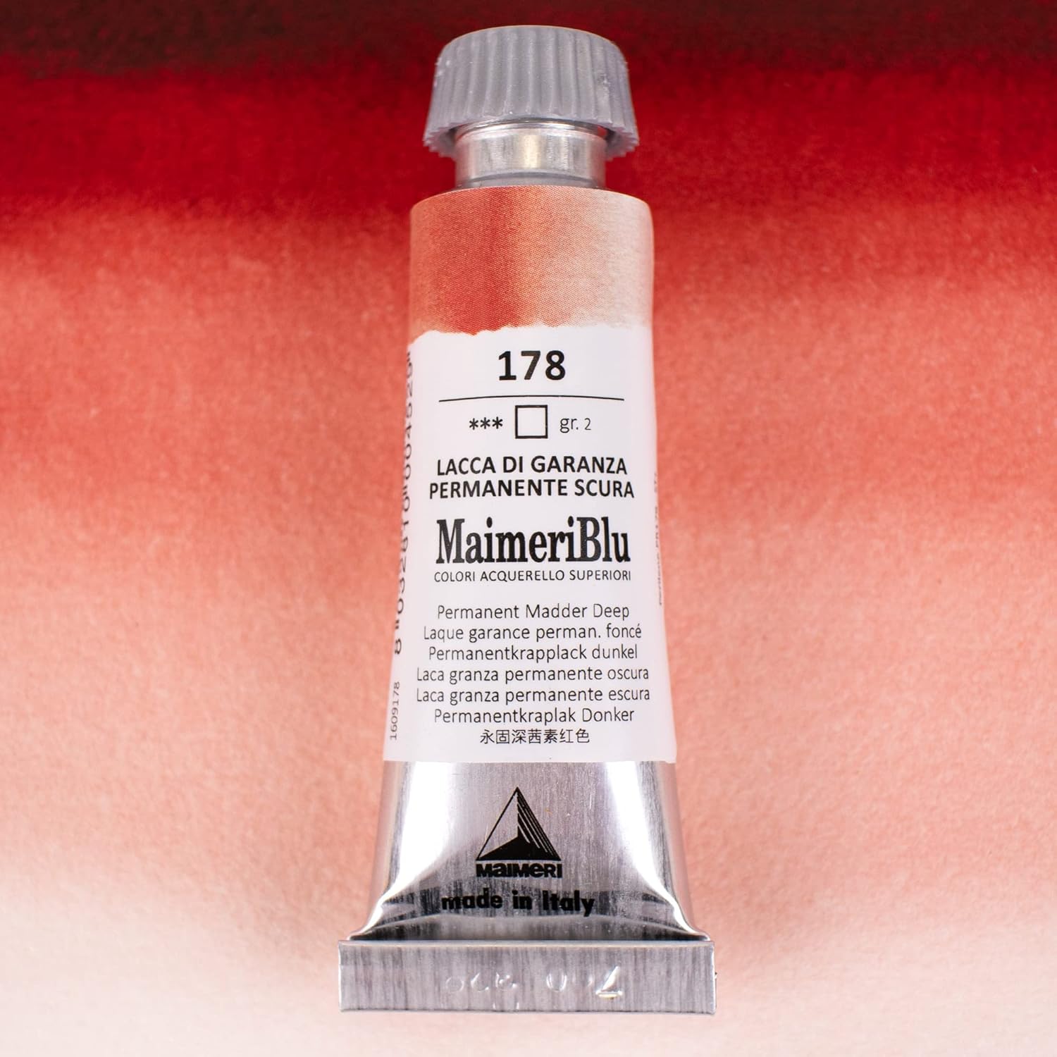 MaimeriBlu 12ml Single-Pigment Watercolor Paint - Permanent Madder Deep PR179 Professional Watercolor Paint - Lightfast and Transparent Watercolor Paint Tube for Artists