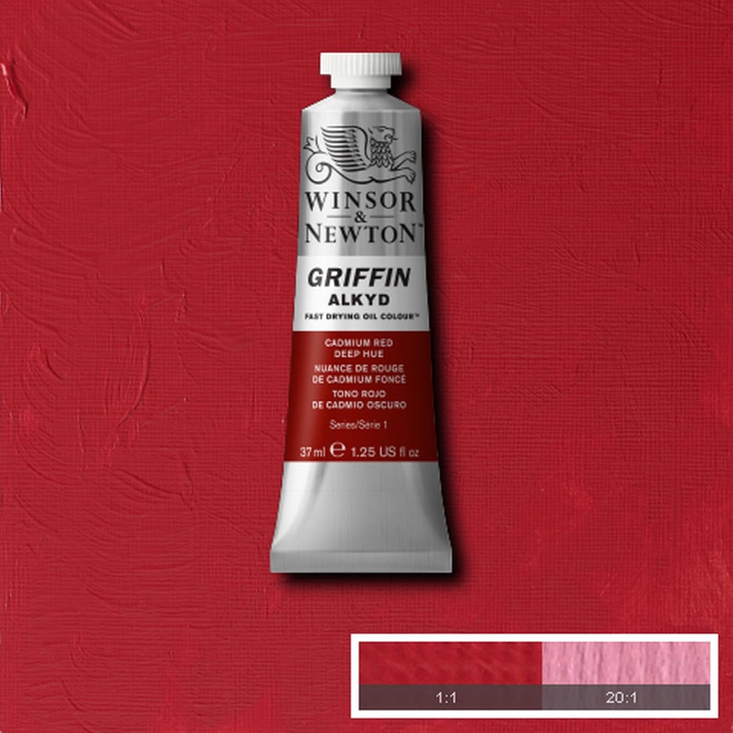 Winsor & Newton Griffin Alkyd Fast Drying Oil Paint, 37ml (1.25-oz) tube, Cadmium Red Deep Hue