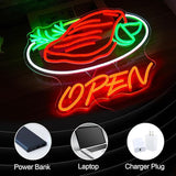Beef Open Neon Sign LED Dimmable Steak Wall Light for Steakhouse BBQ Restaurant Decor
