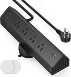 Suction Cup Power Strip 4 Outlets 4 USB 40W Fast Charging Station 4.9FT