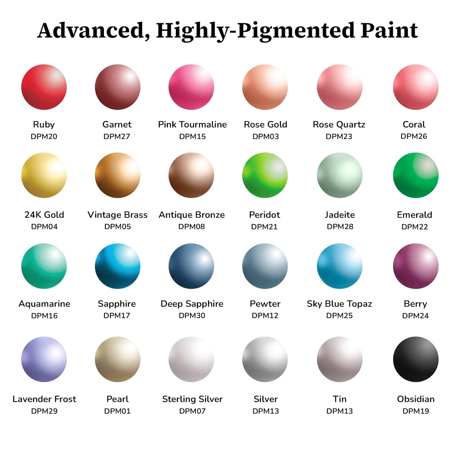DecoArt Extreme Sheen Metallic Acrylic Paint Set – Metallic Colors Set of 24 Bottles (2 fl oz) – Premium Art and Craft Metallic Paints