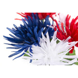 12 Stems Patriotic Memorial Bouquet Artificial Blooming Chrysanthemum, Thank You Veterans Roses With American Flags, Artificial Full Blooming Flowers For Memorial Day, Red/Blue/White