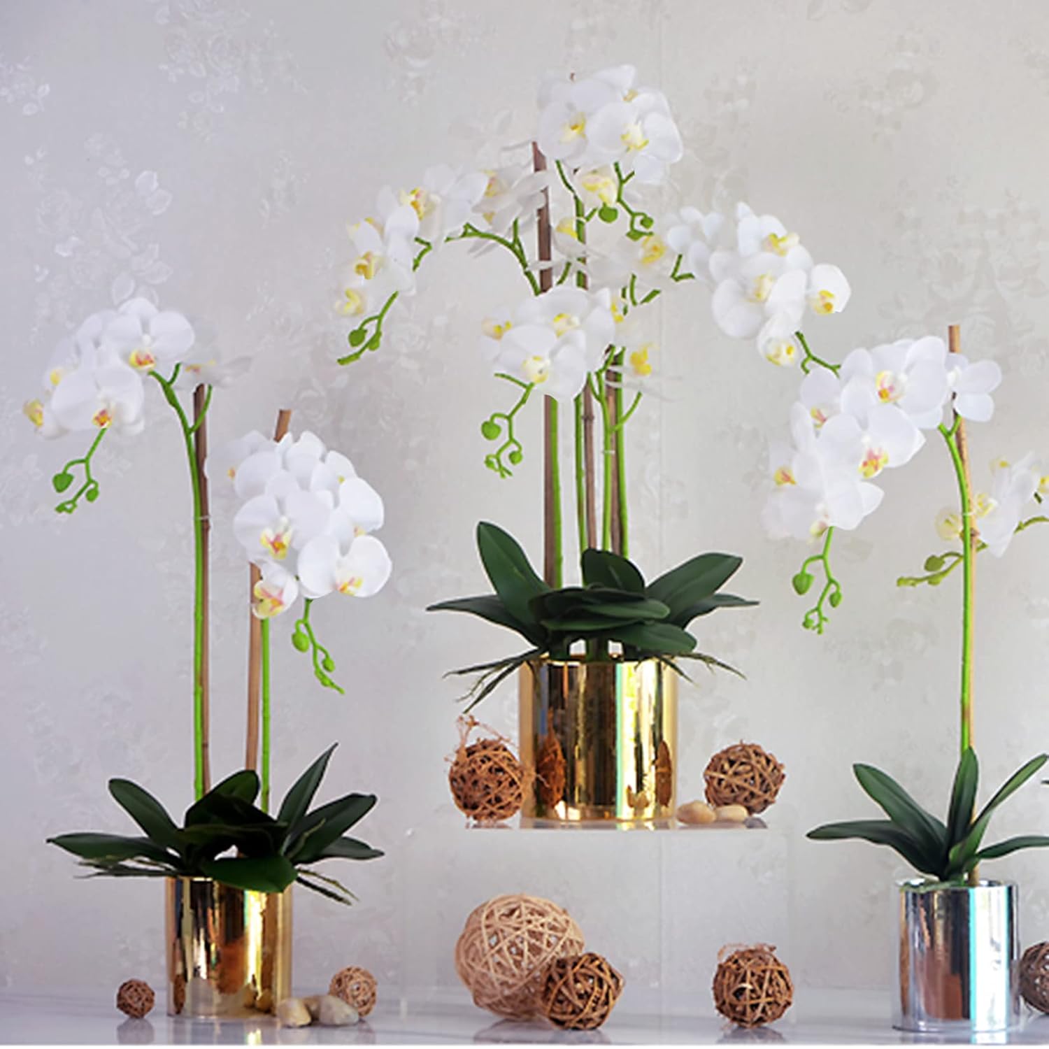 32" Artificial Phalaenopsis Flowers 5 Pcs Artificial Orchid Flowers Stem Plants For Home Décor