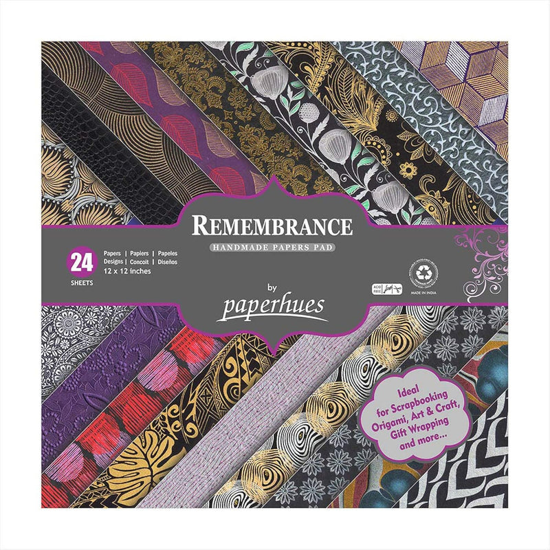 Remembrance Handmade Scrapbook Collection Papers 12X12" Pad, 24 Sheets.