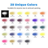 Airbrush Paint, 28 Colors Airbrush Paint Set (30 Ml/1 Oz), Opaque & Water-Based Acrylic Air Brush Paint Kit Includes Metallic And Neon Colors, Premium Airbrush Paints For Artists, Beginners,