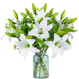 9 Pcs Artificial Lily Easter Lily Flowers For Easter, White Flowers Fake Tiger Lily For Spring White Wedding Table Centerpiece Holiday Home Decoration (9, White)