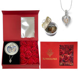 Mothers Day Gift For Mom Grandma Roses Flowers With Blind Box Pearl Necklace For Valentine'S Gift For Her, Girlfreind, Wife, Women, Artificial Flower Preserved Roses For Delivery, Birthday Gifts For Her Red