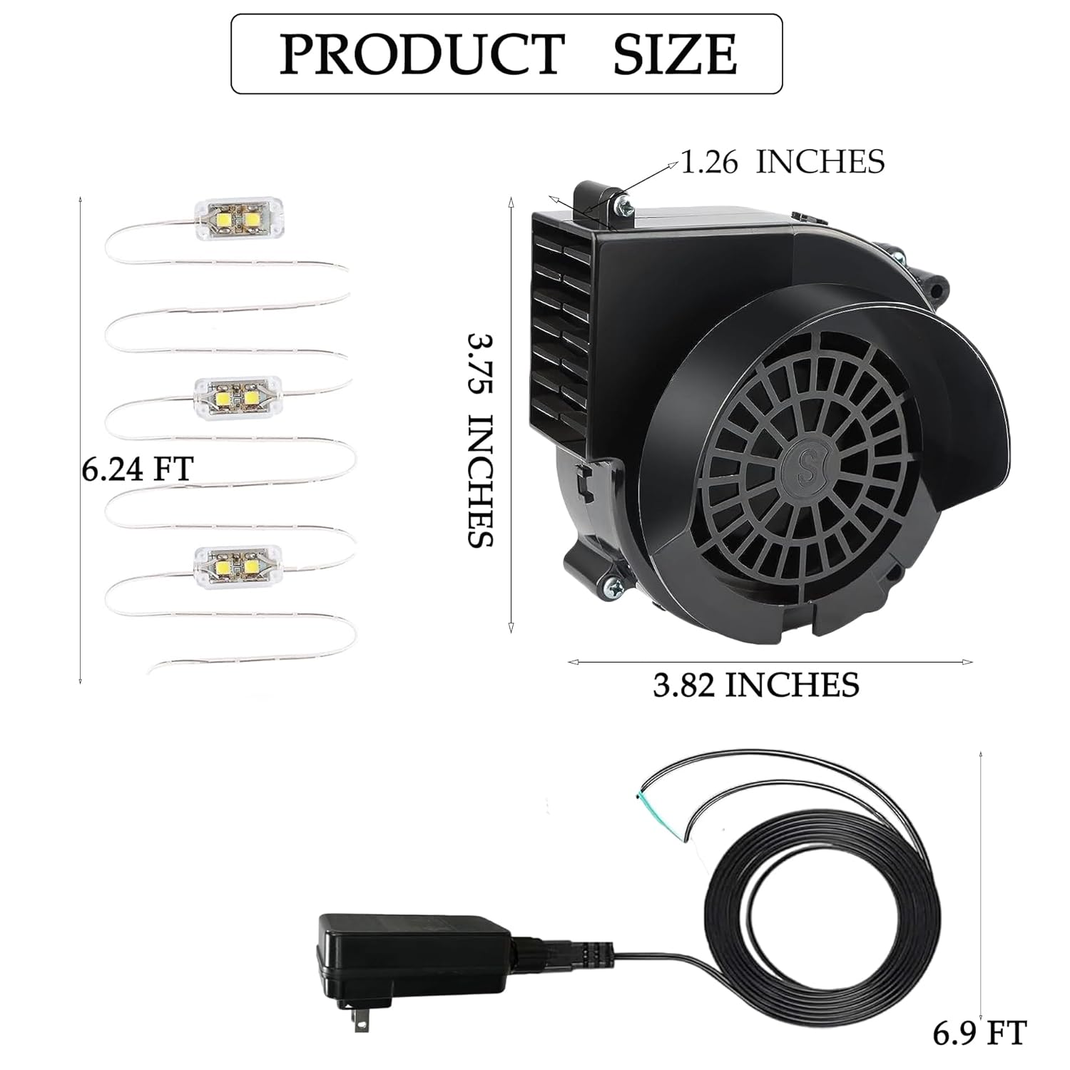 12V 1.2A Inflatable Fan Replacement Halloween Inflatable Blower Replacement 1.5A Adapter For Inflatables With 3 Led Ligh