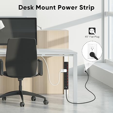 Heavy Duty Metal Surge Protector Power Strip 8 Outlets Individual Switches 6FT 15A 1800W