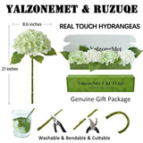Artificial Hydrangea Flowers 4 Pcs 2 White 2 Light Green 21 Inch Long Rod Real Touch Lifelike Fake Latex Hydrangea Flowers For Home Party Outdoor Wedding Gifts Christmas Table Decoration