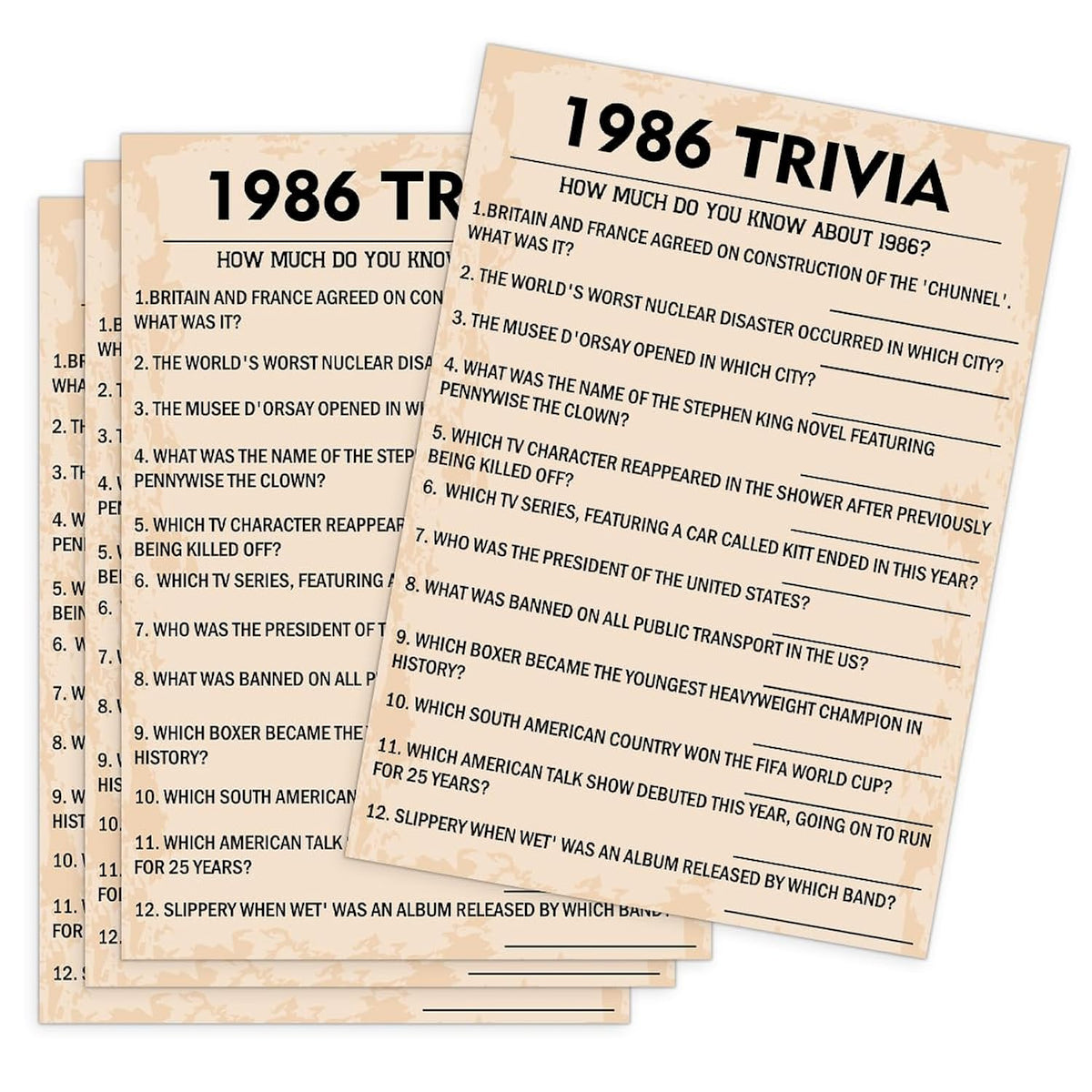 40Th Birthday Party Games, 1986 Trivia Games, Birthday Party Supplies For Adults, Fun 1986S Party Game?Pack Of 30 Cards