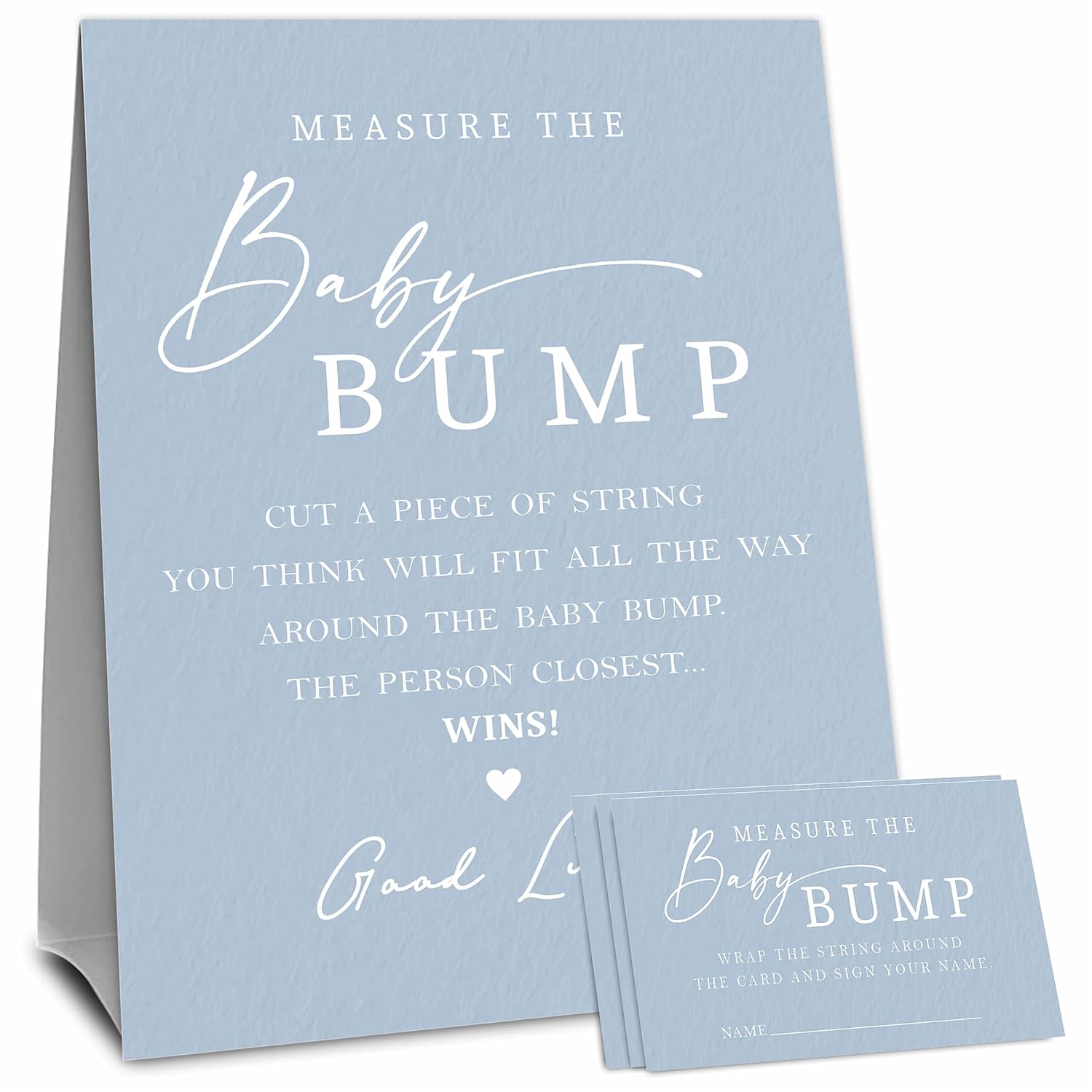 Navy Blue Baby Shower Measure The Baby Bump, Measure Mommy'S Belly Game Set - 1 Self-Standing Sign And 50 Tickets - Gender Reveal, Baby Shower, Baby Announcement Activity & Party Favor Supplies - A07