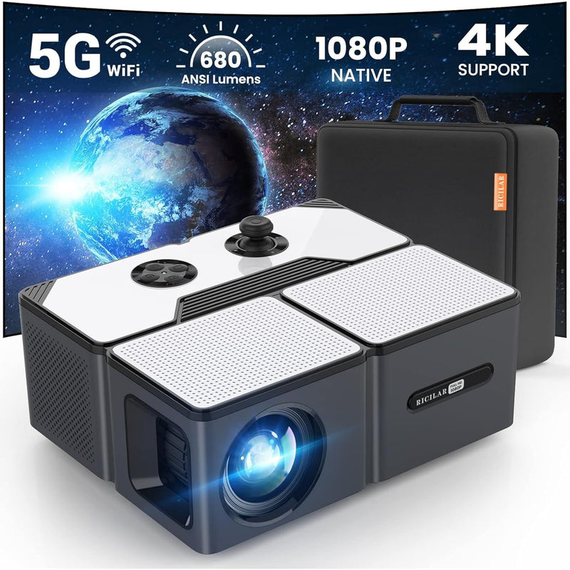 Mini Projector With Wifi And Bluetooth, 5G Wireless Outdoor Movie Projector, N