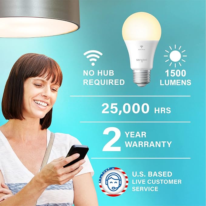 A19 Smart WiFi LED Light Bulb 100W Equivalent 1500LM Dimmable Alexa Google Compatible 4 Pack