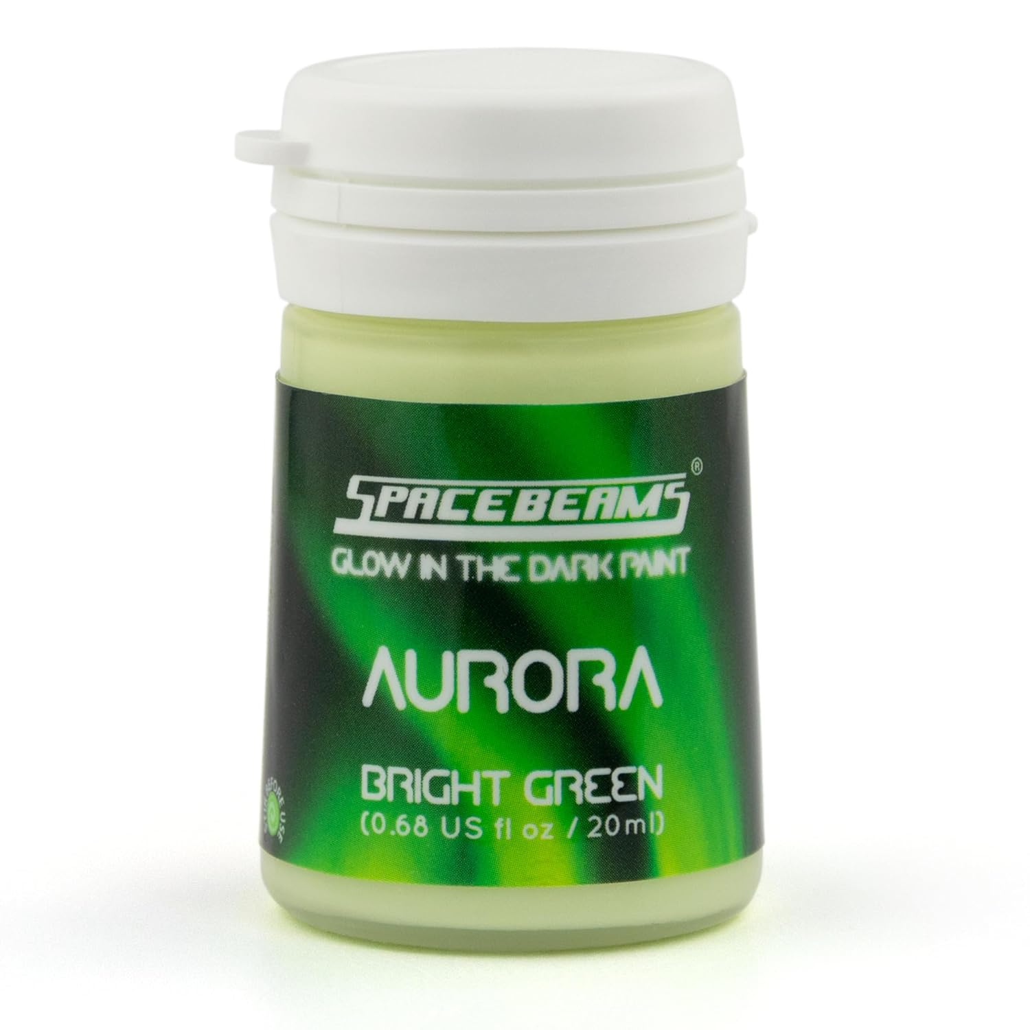 Aurora Glow In The Dark Paint (0.68 Fl Oz) Bright Green Glow, Non-Toxic, Water Based