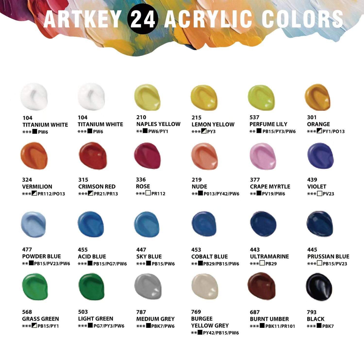 Acrylic Paint Set - 24 Vibrant Colors (12 Ml/0.4 Oz) Tubes, Rich & Professional Grade Pigments, Acrylic Paints For Canvas Wood Rock Clay Fabric Ceramics Art Crafts Painting - Art Supplies