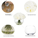 16 Heads Silk Rose Artificial Flowers In Vase,Faux Rose Flowers Arrangement In Round Bowl Vase With Faux Water For Table Decor Centerpieces (White)