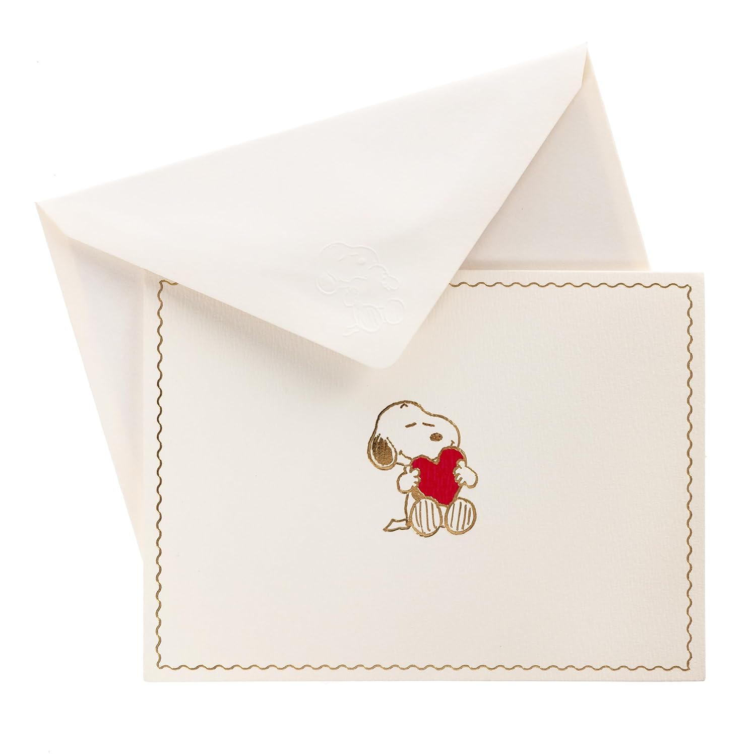 Peanuts Designer Cards Luxe Collection, Gold Foil Embossed Stationary Boxed Set, 10 Blank Cards With 11 Envelopes, All Occasion Greetings, 5.25" X 3.8"
