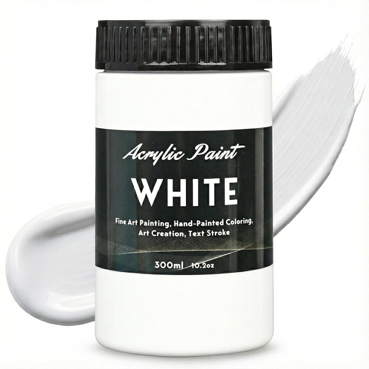 Titanium White Acrylic Paint 300Ml (10.2Oz) - High Coverage, Opaque, Lightfast & Waterproof - Perfect For Canvas, Paper, Wood, Mdf & Crafts - Ideal For Beginners & Artists