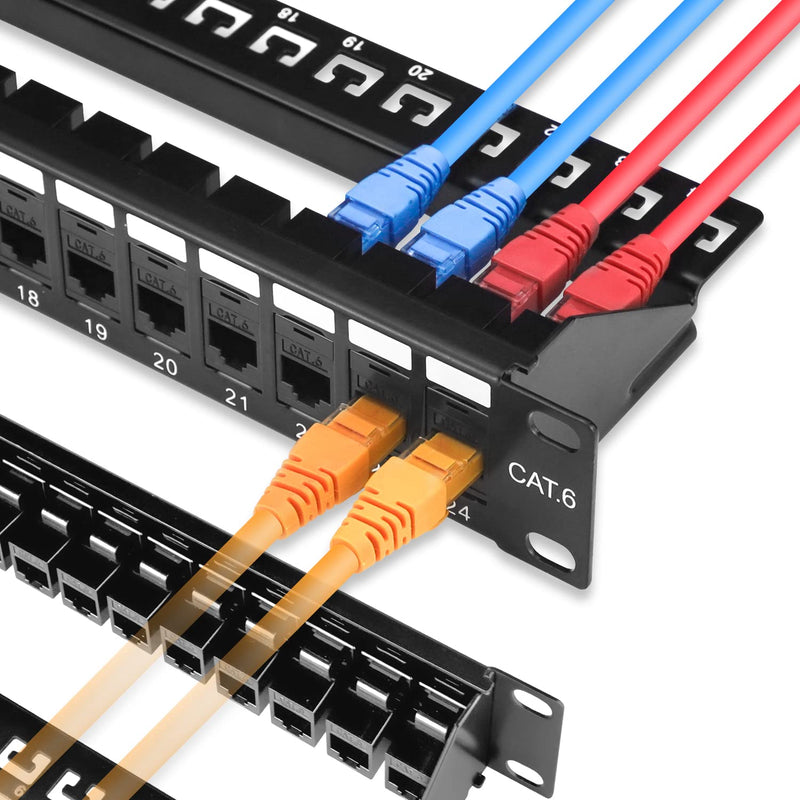 24 Port Rj45 Through Coupler 1U Cat6 Patch Panel Utp 19-Inch With Back Bar, Wa