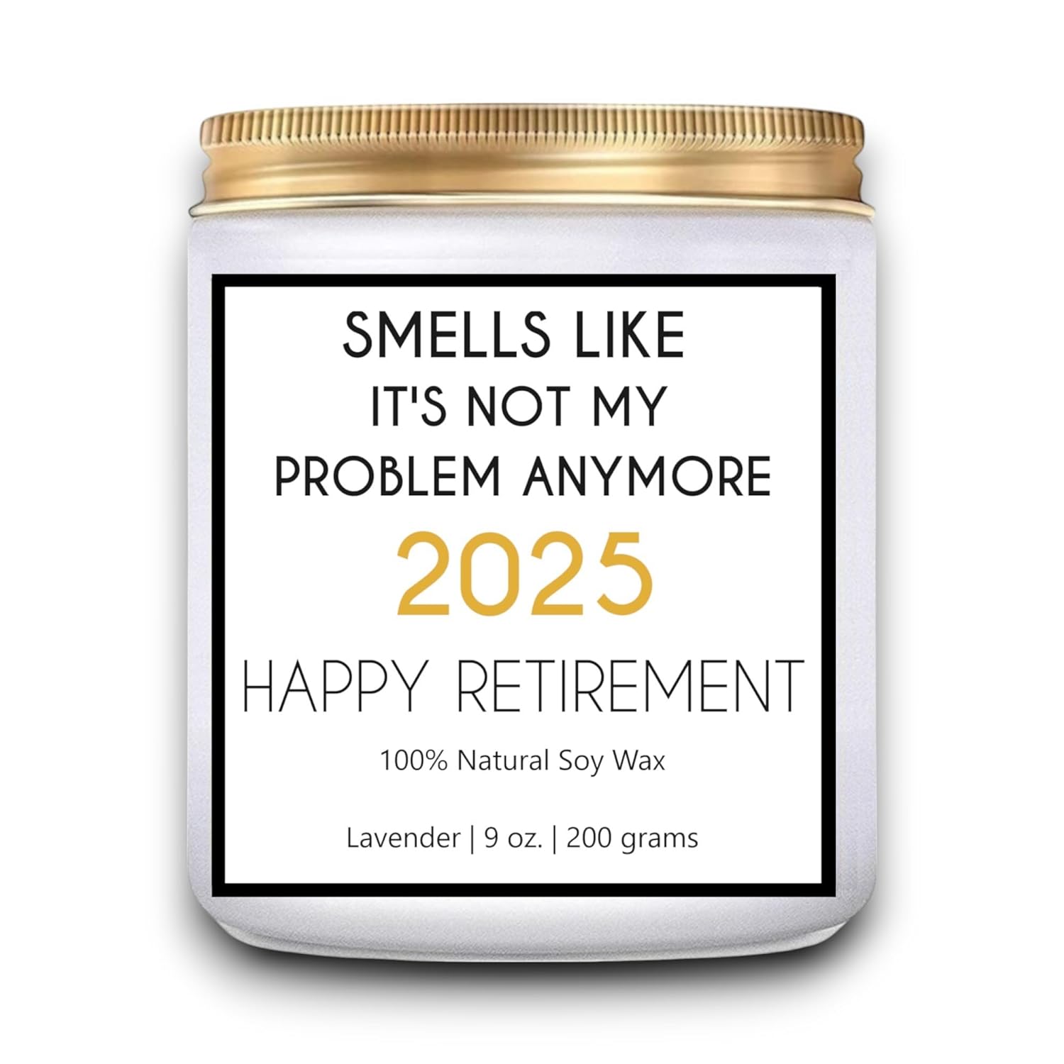 Retirement Gift For Woman, Men - 9Oz Lavender Scented Soy Wax Candle - Funny 2025 Retired Gifts For Women, Men, Friends, Coworkers, Teachers - Relaxing Aromatherapy Candle
