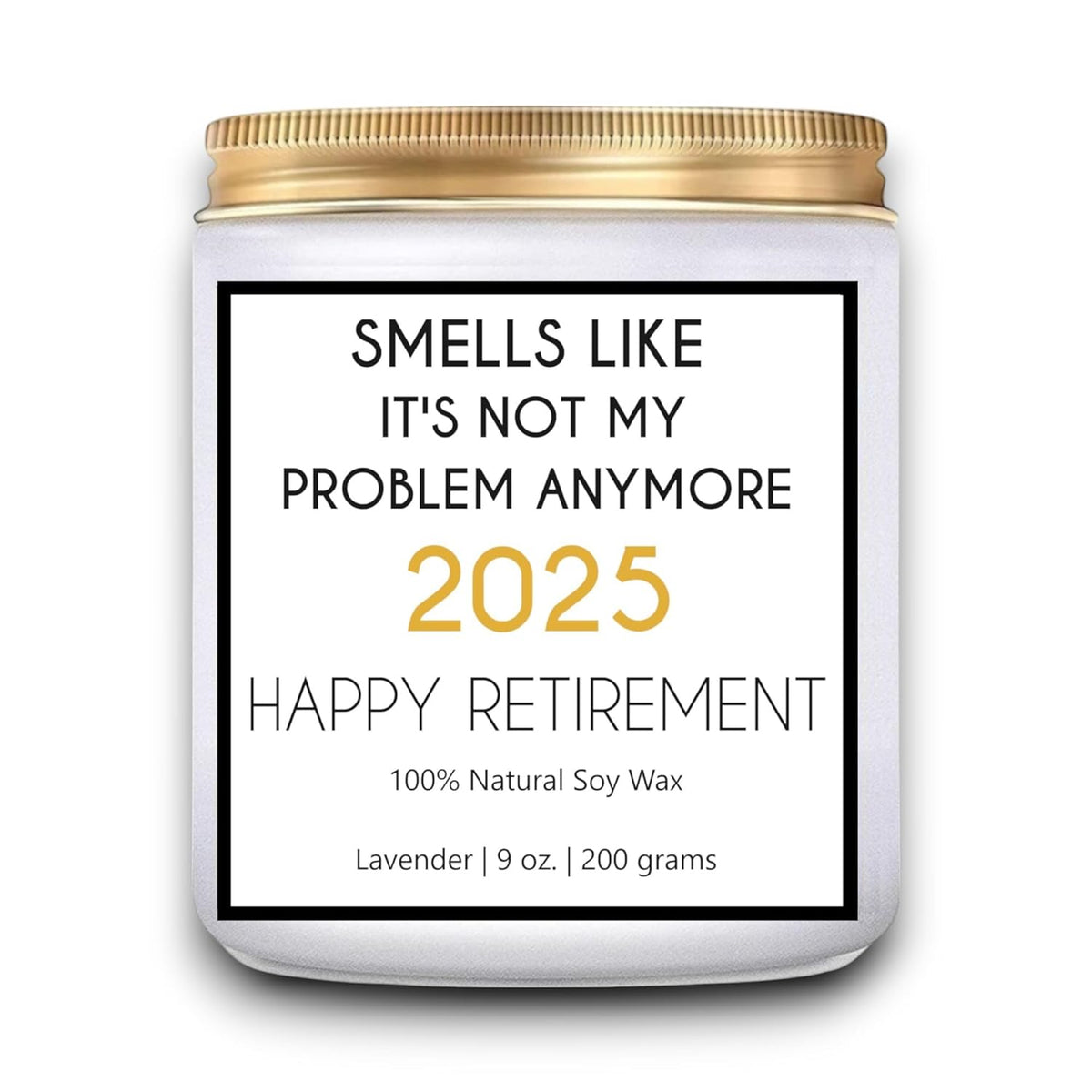 Retirement Gift For Woman, Men - 9Oz Lavender Scented Soy Wax Candle - Funny 2025 Retired Gifts For Women, Men, Friends, Coworkers, Teachers - Relaxing Aromatherapy Candle