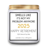 Retirement Gift For Woman, Men - 9Oz Lavender Scented Soy Wax Candle - Funny 2025 Retired Gifts For Women, Men, Friends, Coworkers, Teachers - Relaxing Aromatherapy Candle