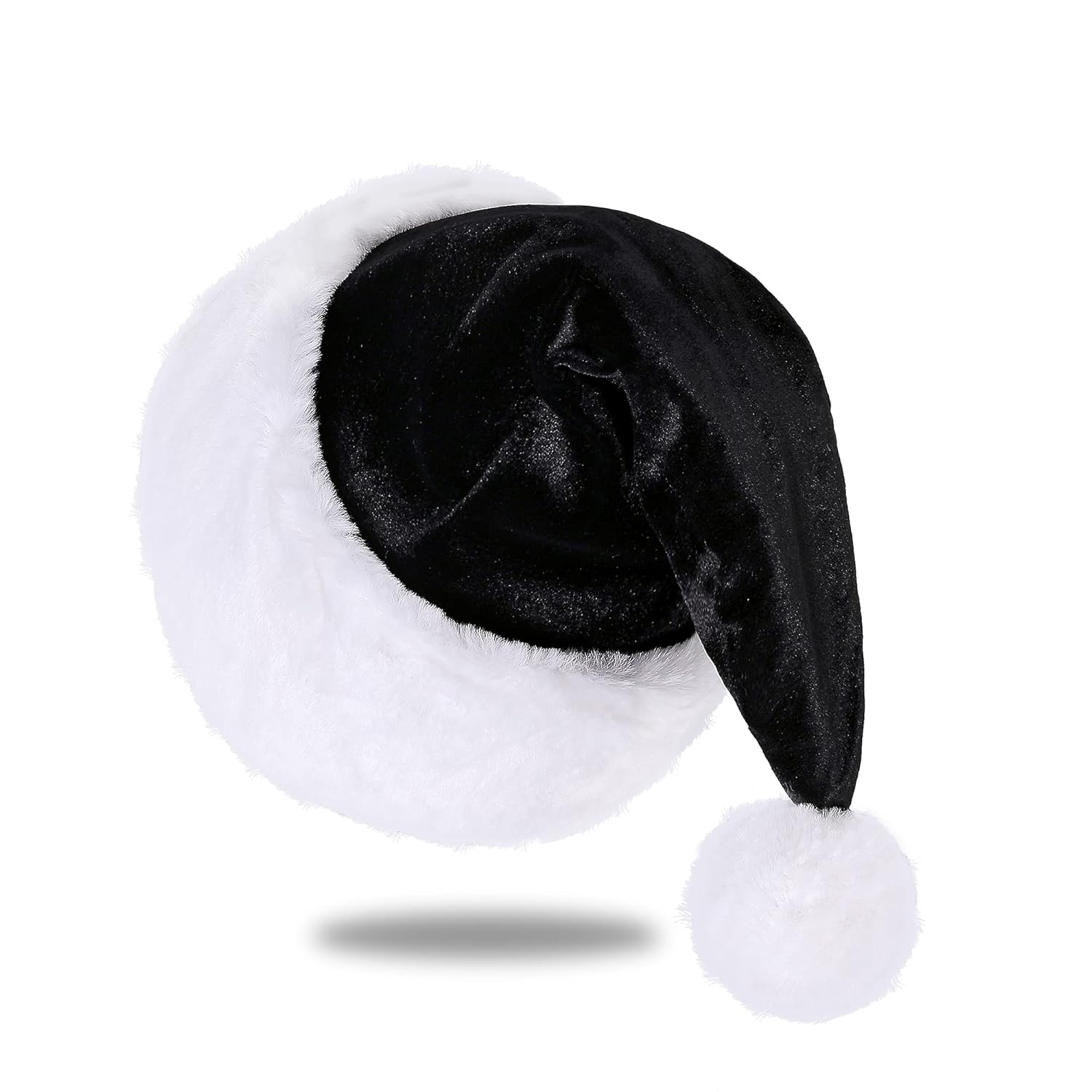 Santa Hat, Santa Hat For Kids, Unisex Velvet Comfort Black Christmas Hats Extra Thicken Classic Plush For Christmas New Year Festive Holiday Party Supplies