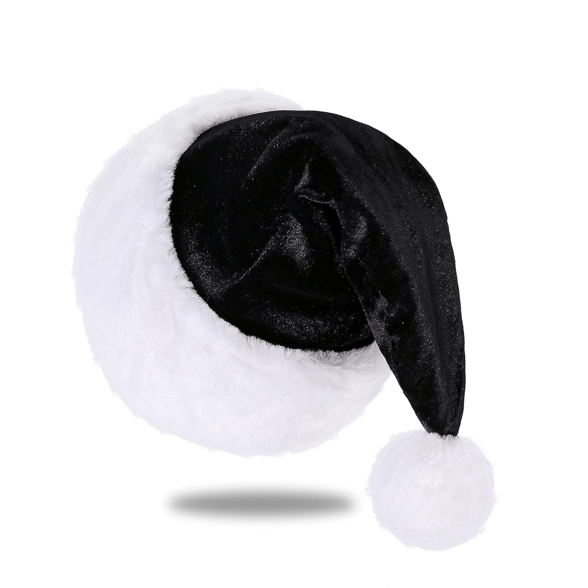 Santa Hat, Santa Hat For Kids, Unisex Velvet Comfort Black Christmas Hats Extra Thicken Classic Plush For Christmas New Year Festive Holiday Party Supplies
