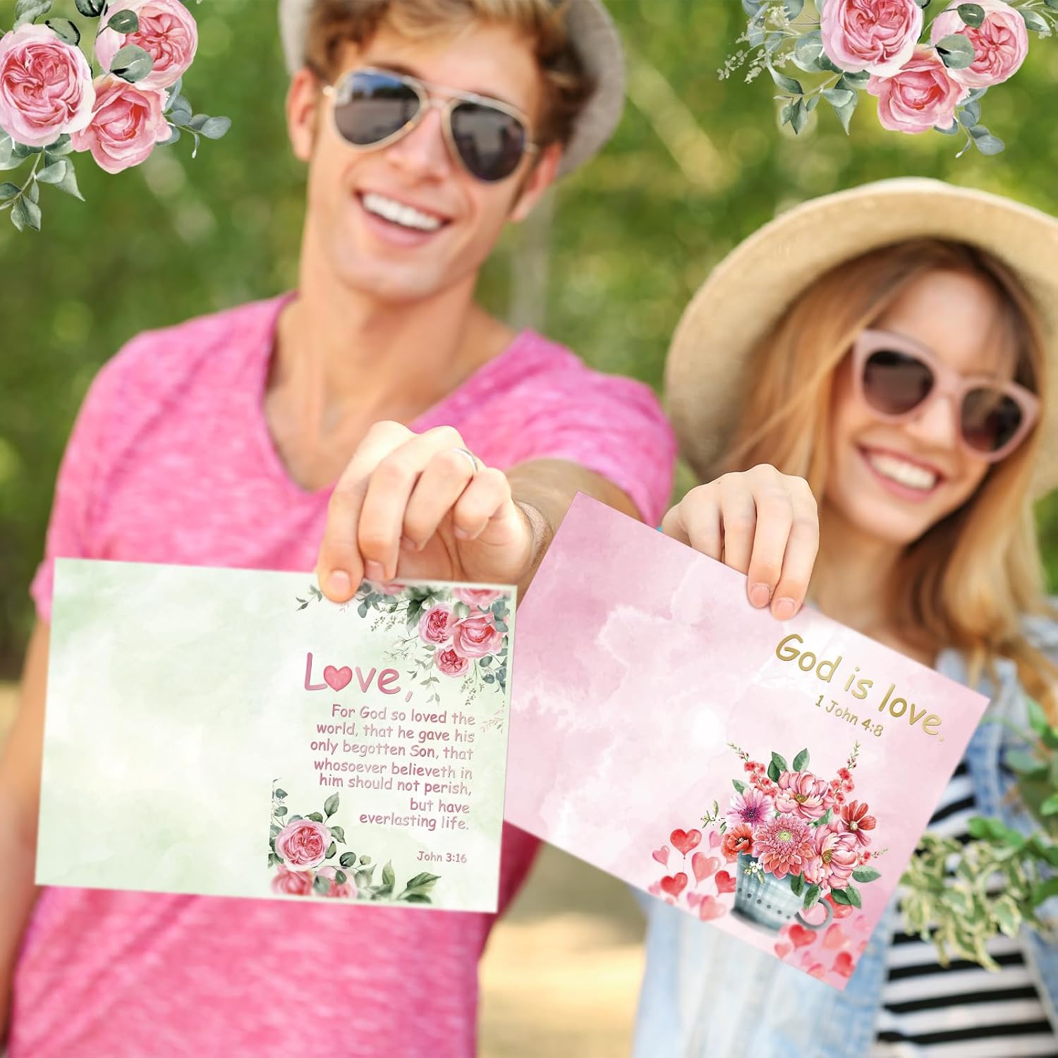 Religious Valentines Day Cards Blessed Valentine'S Day Christian Heartfelt Vintage Flower Greeting Cards With Envelopes For Adults Kids 4.5 X 6.2 Inch