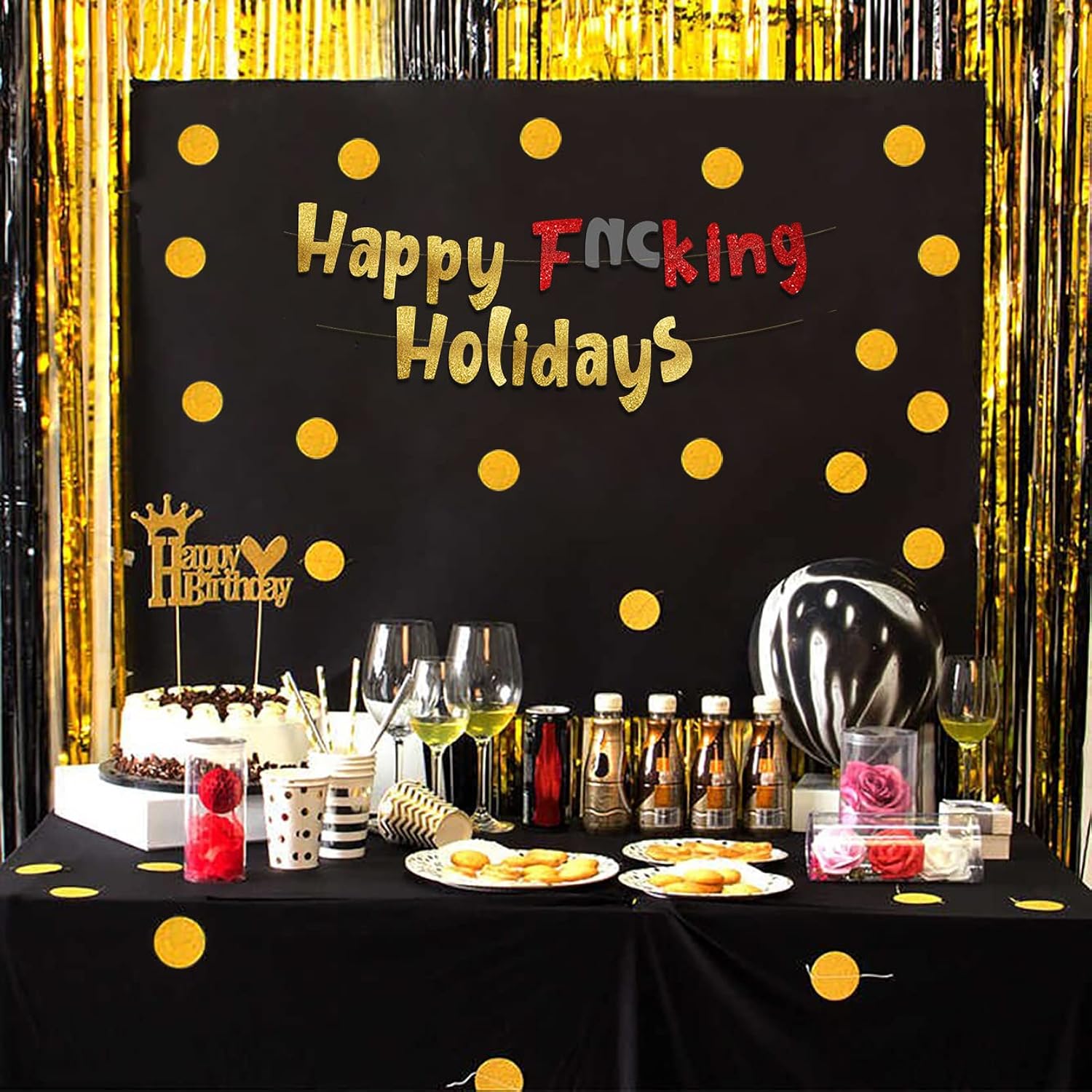 Happy Holidays Gold Glitter Banner – Funny Christmas, Thanksgiving, New Years, 4Th Of July, Memorial Day, Labor Day, Party Supplies, Gifts And Decorations