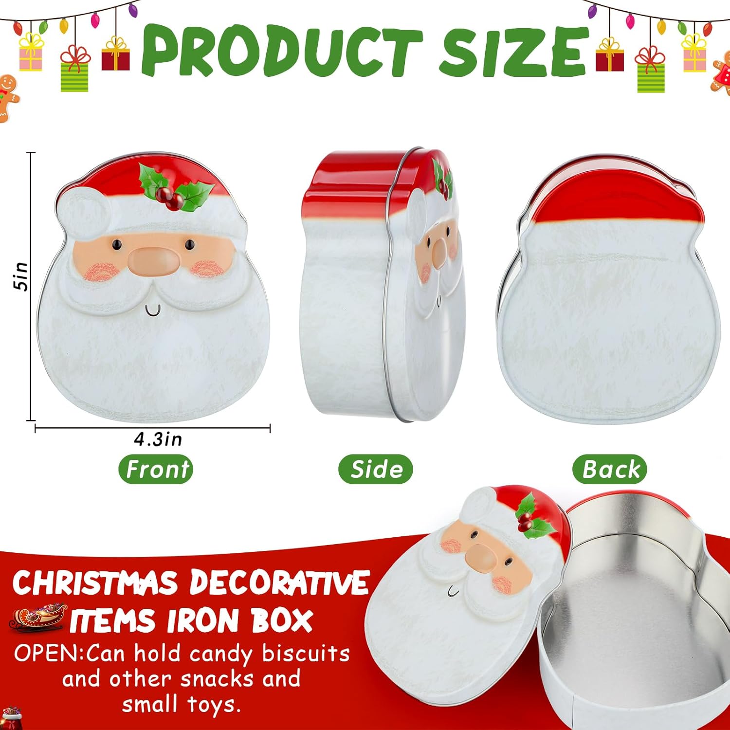 6 Pcs Christmas Cookie Tins With Lids Christmas Containers Santa Snowman Gingerbread Penguin Christmas Tree Metal Cookie Jar Xmas Cookie Boxes For Storing Candy Chocolate Biscuits Holiday Gifts