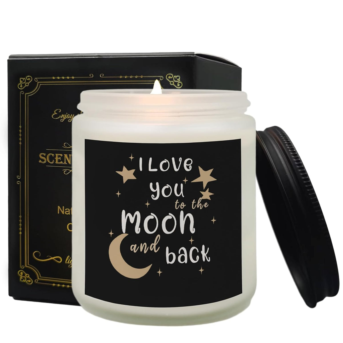 I Love You To The Moon And Back Candle, Valentines Day Candles Gifts For Him Her, Gifts For Boyfriend Girlfriend Soy Candle, Love You Lavender Fragrance Jar Candles For Home Scented