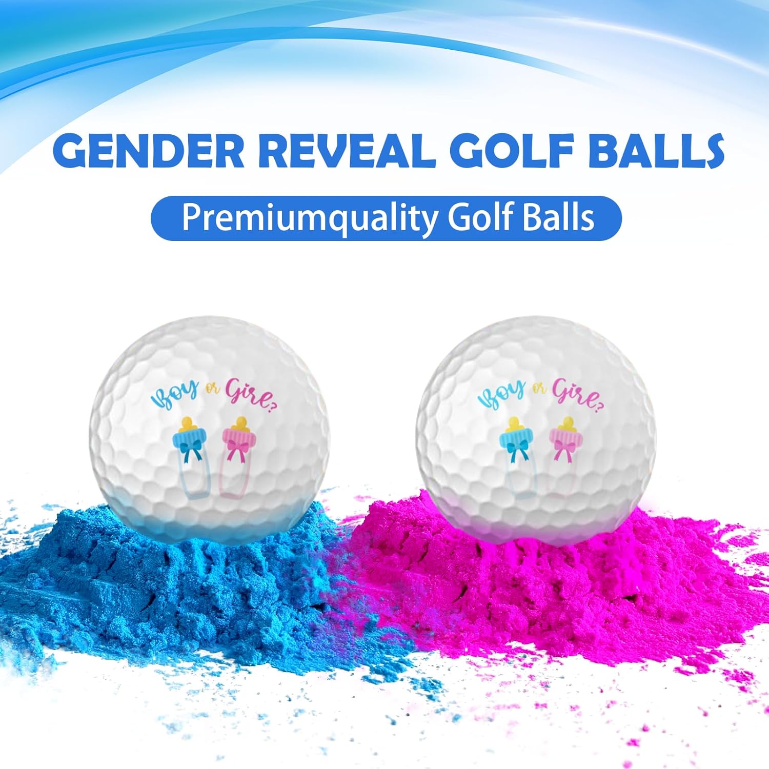 Gender Reveal Exploding Golf Balls, Pregnancy Announcement Golf Game Set, Boy Or Girl Exploding Sport Balls With Powder, Baby Bottle Sign Putters Or Pearls/Baby Reveal Ideas Party Supplies