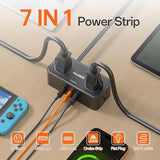 Flat Plug Power Strip 2 Pack 4 Outlets 3.3FT Extension Cord 4 USB Ports Travel Cruise Essentials Black
