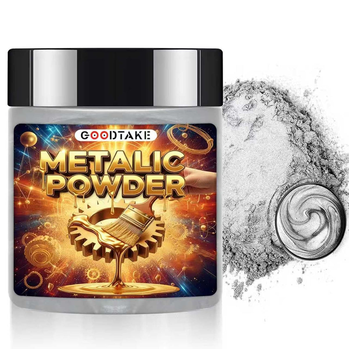 Metallic Pigment Powder For Epoxy Resin, Silver Metallic Powder, Fine Real Mica Metal Dye For Painting Arts, Polymer Clay, Tray, Countertops (Silver, 4 Ounce)