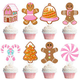Gingerbread Christmas Cupcake Toppers Pink Gingerbread Theme Party Decorations 48Pcs Gingerbread House Candy Cane Cupcake Picks Winter Holiday Cake Decor For Merry Christmas Party Supplies