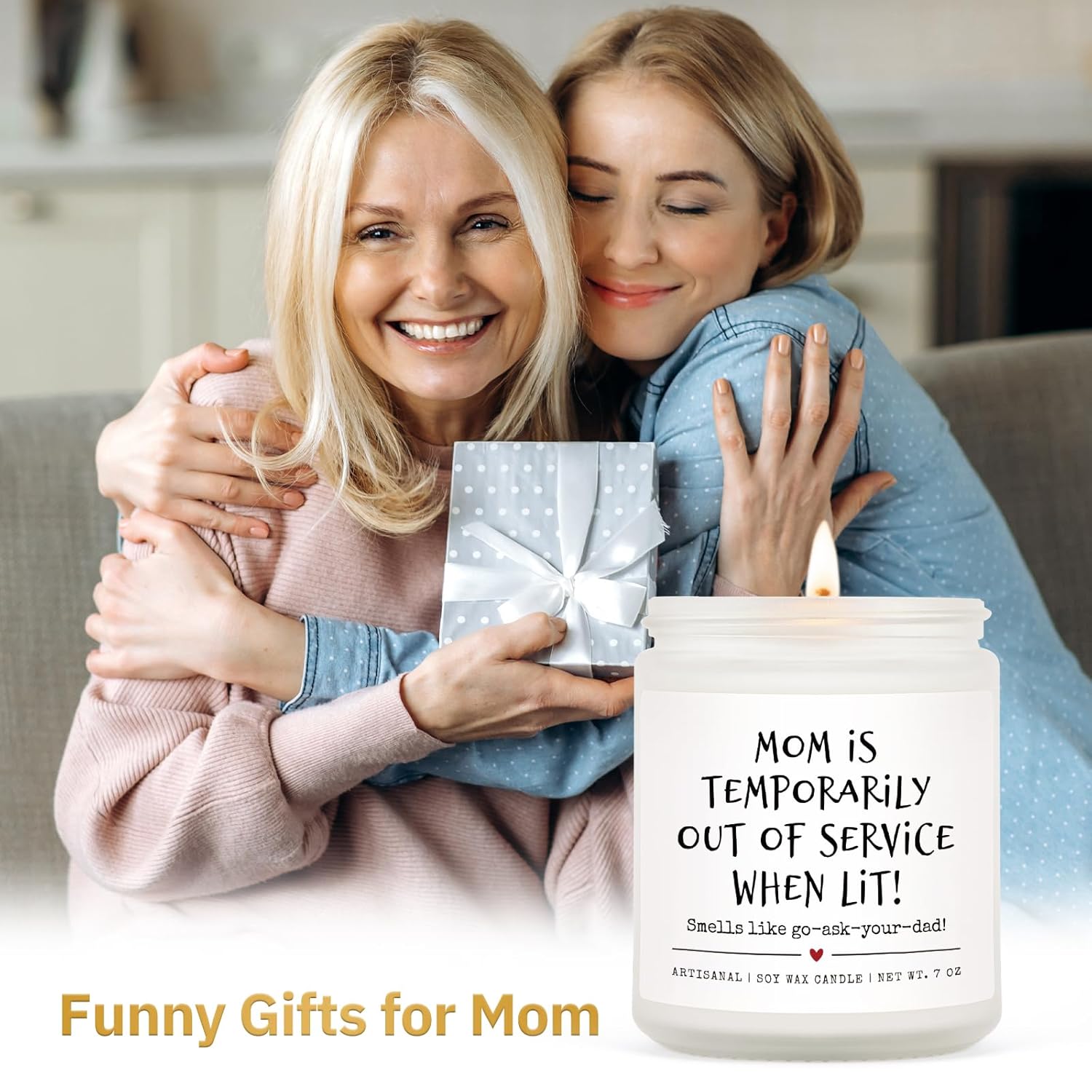 Funny Mom Candle Gifts, Mom Valentines Birthday Gifts, Moms Presents For Mothers Day Christmas, Birthday Gift For Moms From Daughter Son, 7Oz