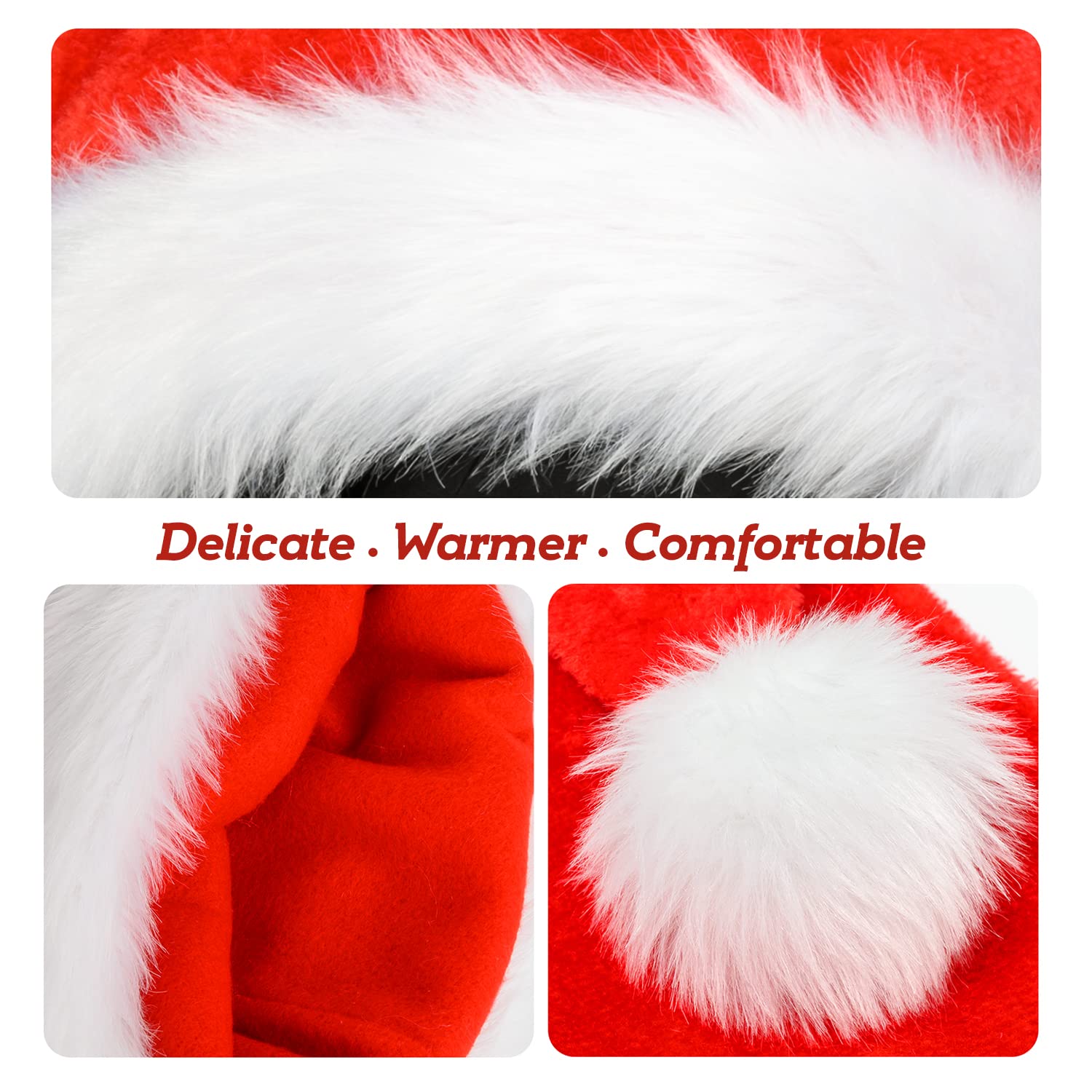 Santa Hat For Adult, Large Christmas Hat, Xmas Holiday Oversized Velvet Hat For Men Women New Year Festive Holiday Party Supplies (Adult-2Pc)