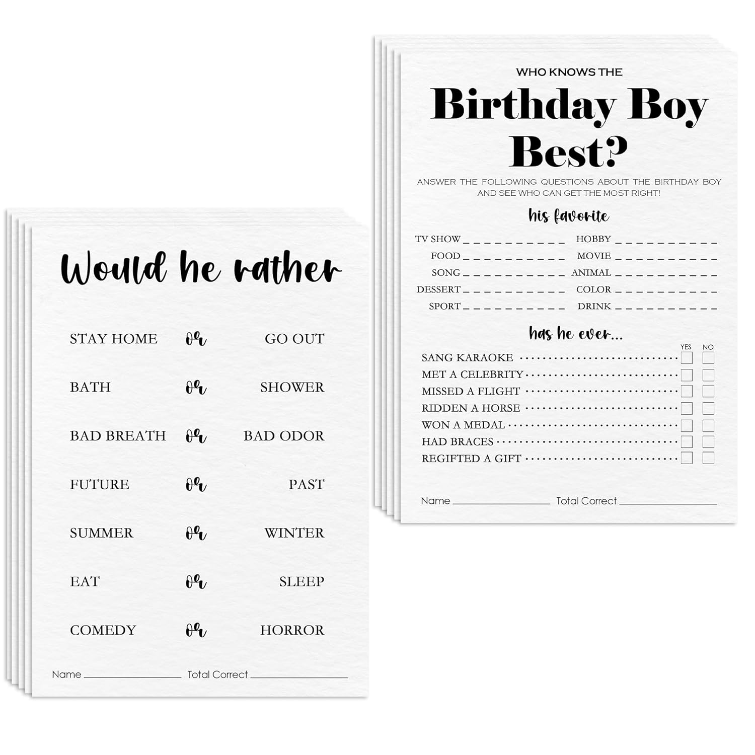 20Pcs Who Knows The Birthday Boy Best Theme Birthday Party Game Cards-3-In-1 Minimalist White Birthday Party Game Cards For Boys Teens Adult-Party Activity Supplies & Decorations?5 ''X7 ''?-A08