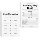 20Pcs Who Knows The Birthday Boy Best Theme Birthday Party Game Cards-3-In-1 Minimalist White Birthday Party Game Cards For Boys Teens Adult-Party Activity Supplies & Decorations?5 ''X7 ''?-A08