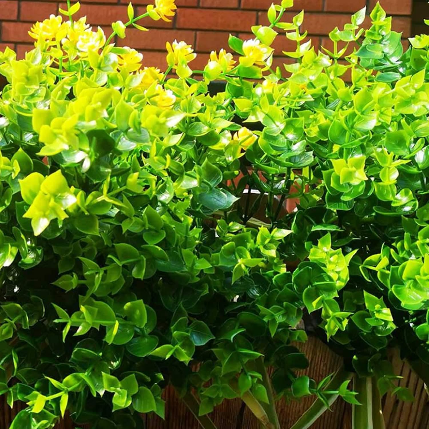 12 Pcs Artificial Flowers Uv Resistant Outdoor Fake Plants And Greenery Springs Artificial Boxwood For Bridal Party Wedding Bouquet For Greenery Shrubs Plants Home Garden (Green)