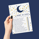 Twinkle Little Star Baby Shower Games For Boys - 25 Guess Who Mommy Or Daddy Game Cards - Fun Guessing Activities For Guests - Gender Neutral Star And Moon Theme