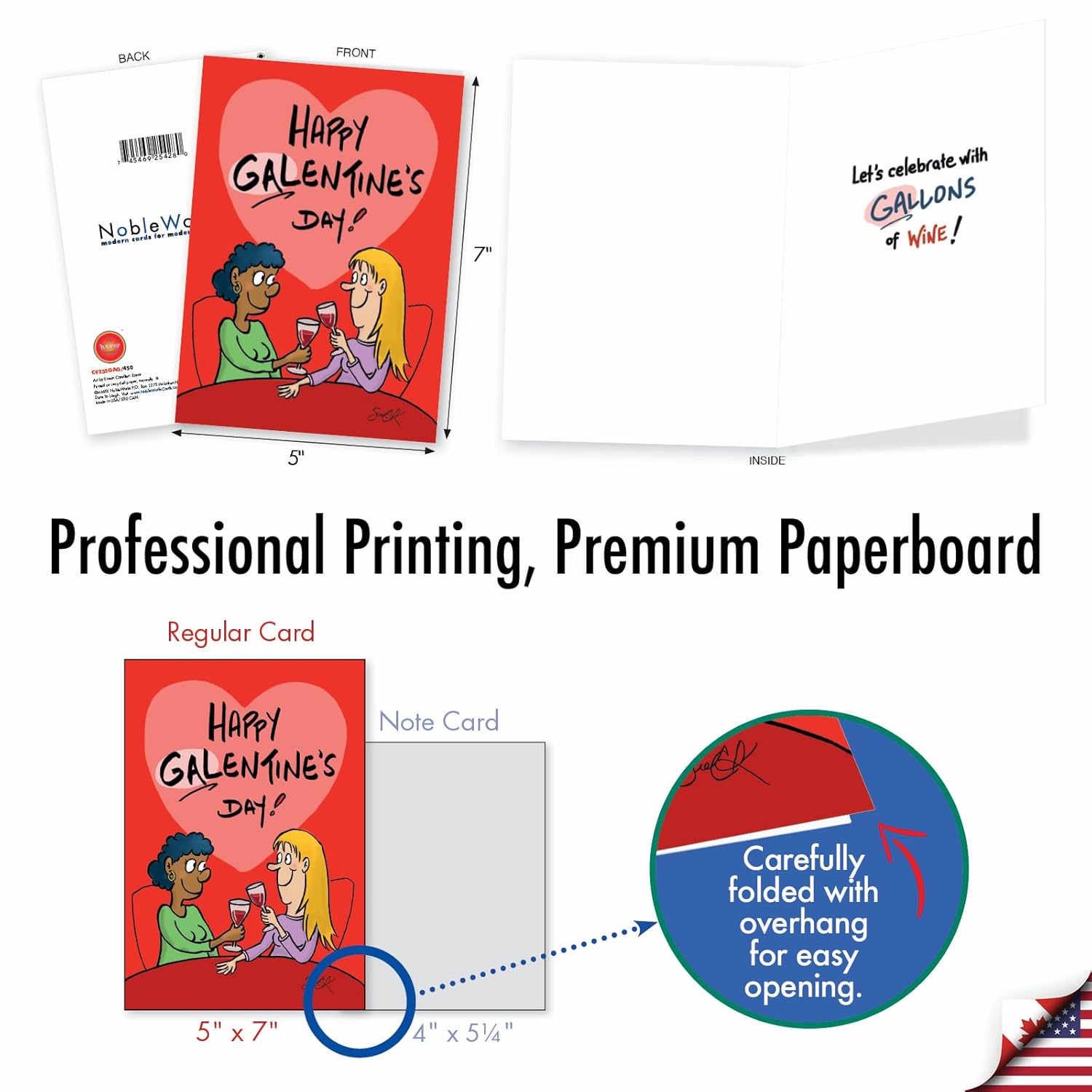 , Happy Valentine'S Day Card With Envelope - Note Card For Loving Valentine - Gallons Of Wine C9235Gag
