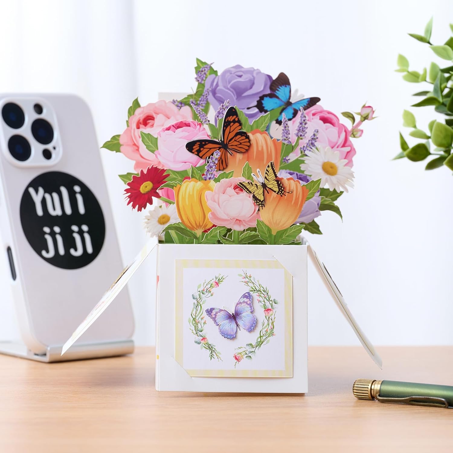 Pop Up Card, Handmade Gifts, Butterfly And Flower 3D Greeting Card With Envelope For Any Occasion, Mother'S Day, Anniversary, Valentines Day, Birthday, Foldable Celebration Cards For Friends
