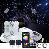 32W Dual Head Rgbw Twinkle+ Sound Activated+App Fiber Optic Lights Kit Star Ceiling Sky Light 16.4Ft/5M Total 1550Pcs Of Mixed Strands 0.75+1+1.5Mm For Home Indoor Decor/Car Headliner Starlight