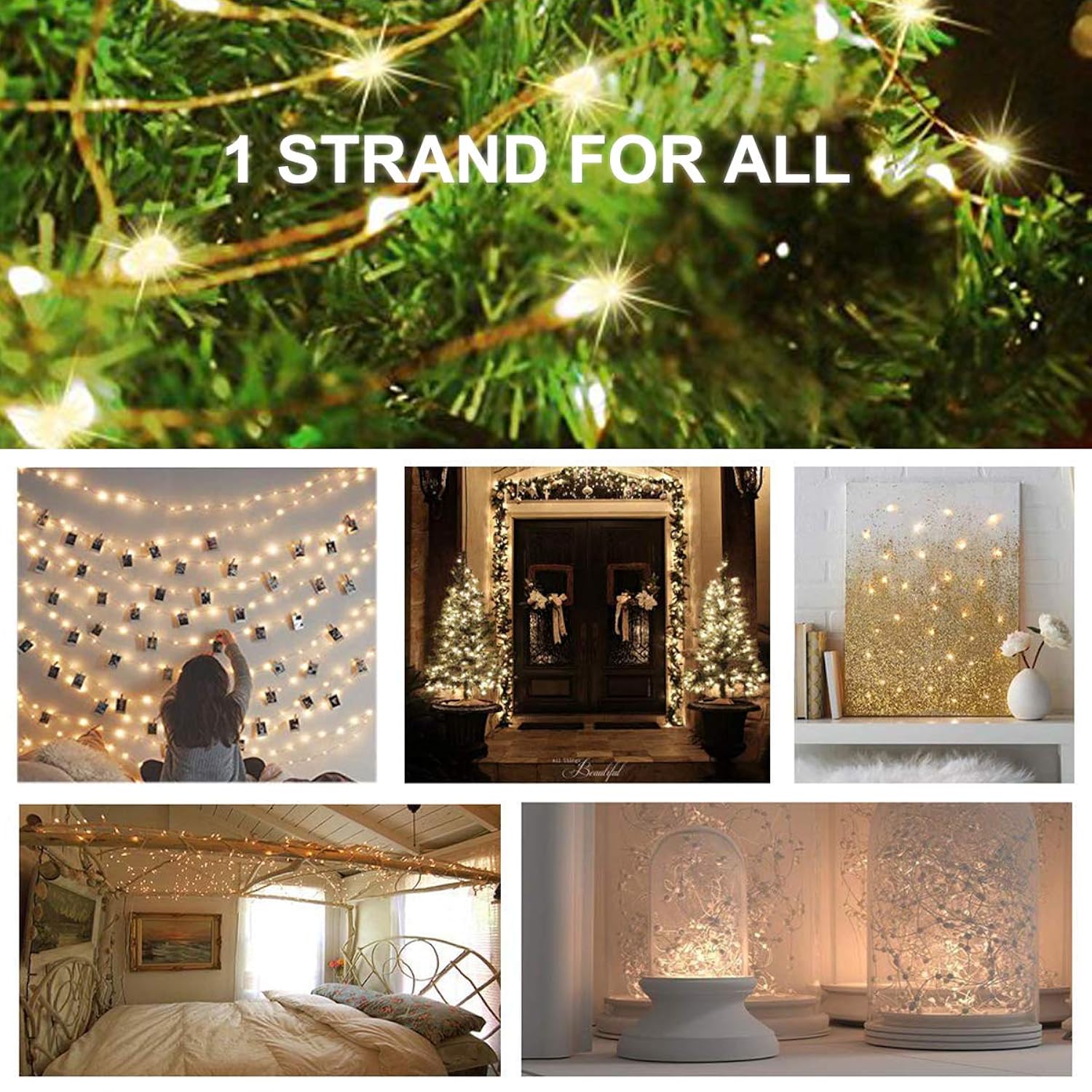 100 Led 50 Photo Clips String Lights Holder 33Ft Starry Fairy Lights For Hanging Pictures Cards Memos Usb Powered With S