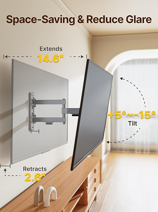 Full Motion Swivel TV Wall Mount Bracket for 27-42 Inch LCD LED TVs Articulating Heavy Duty